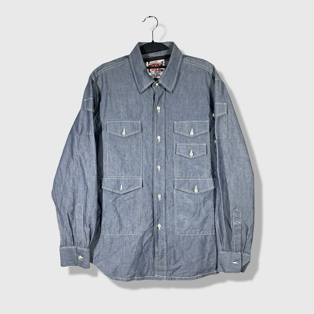 Al's Attire San Francisco Denim Button Up Shirt Mens L Utility Workwear Tailored
